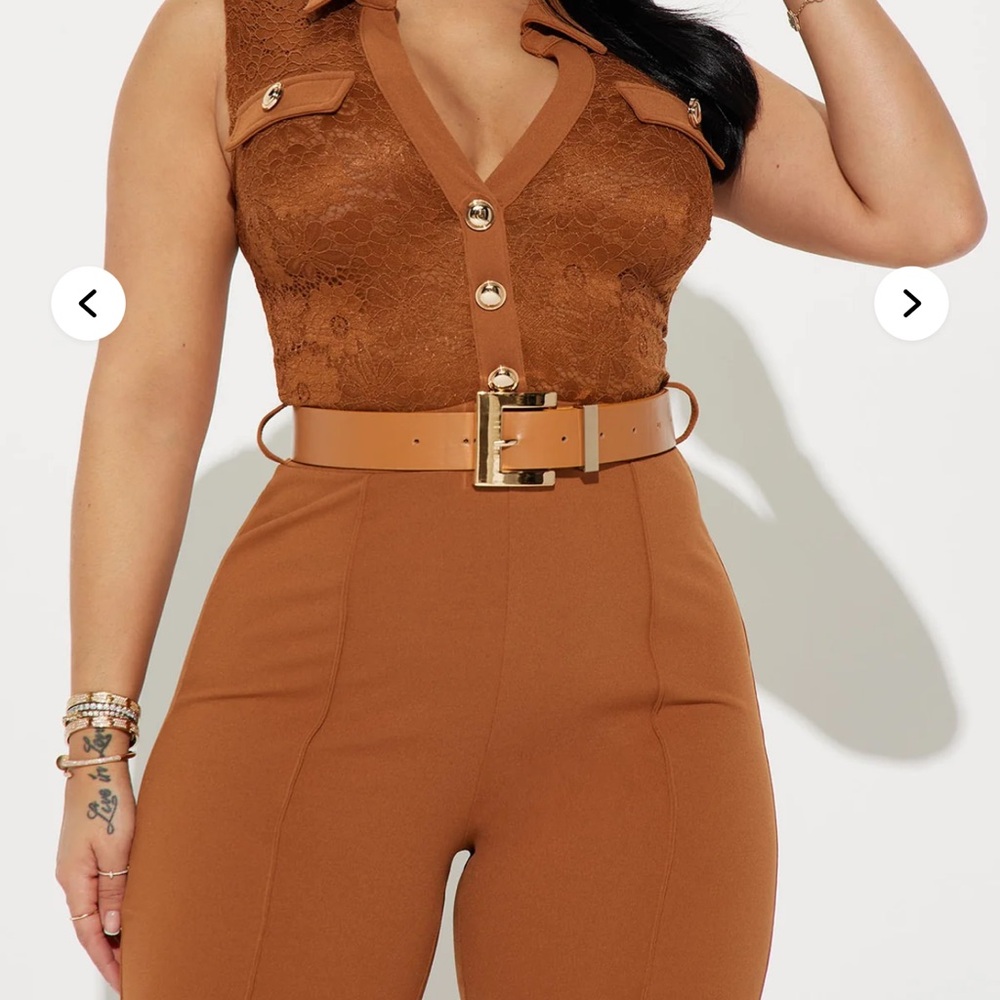 Fashion Nova Elegant Tan Women's Jumpsuit Size 2x - Picture 3 of 9
